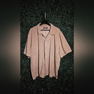 Tan Short Sleeve Button-Up Shirt